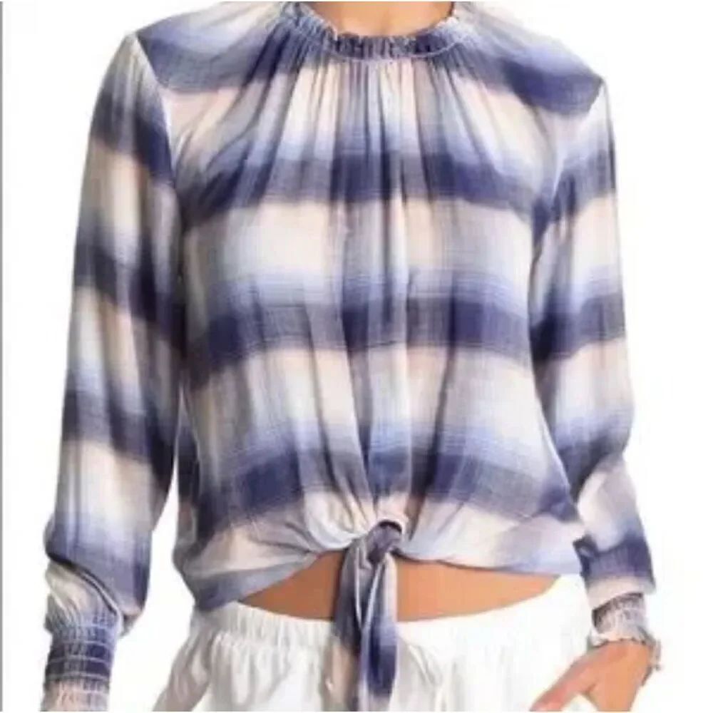 Anthropologie Cloth & Stone Blue Plaid Blouse - Women’s US L
